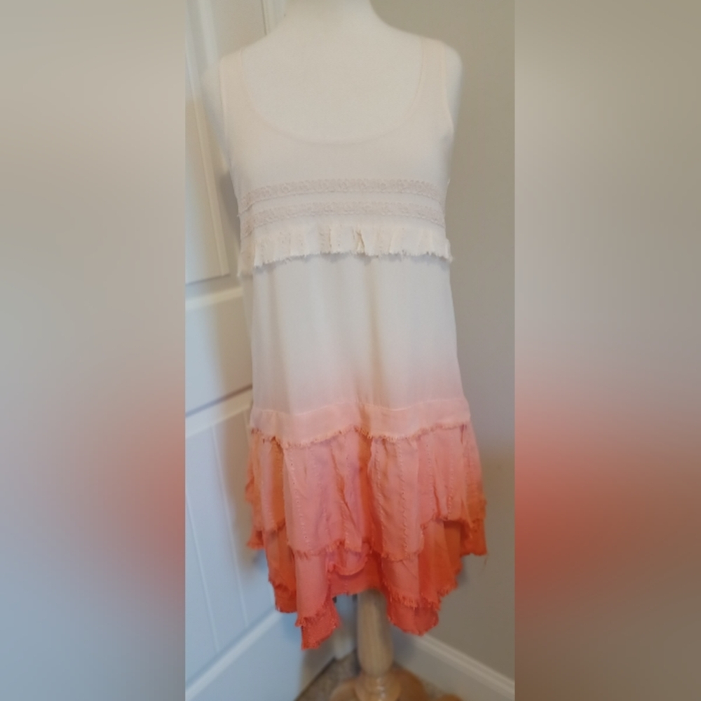 BLACK SWAN OMBRE DRESS SZ MED CORAL/ IVORY